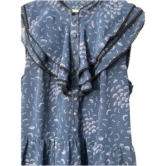 Kimchi Blue Urban Outfitters Women’s Blue Pattern Whimsical Ruffle Dress Size S - Picture 10 of 10